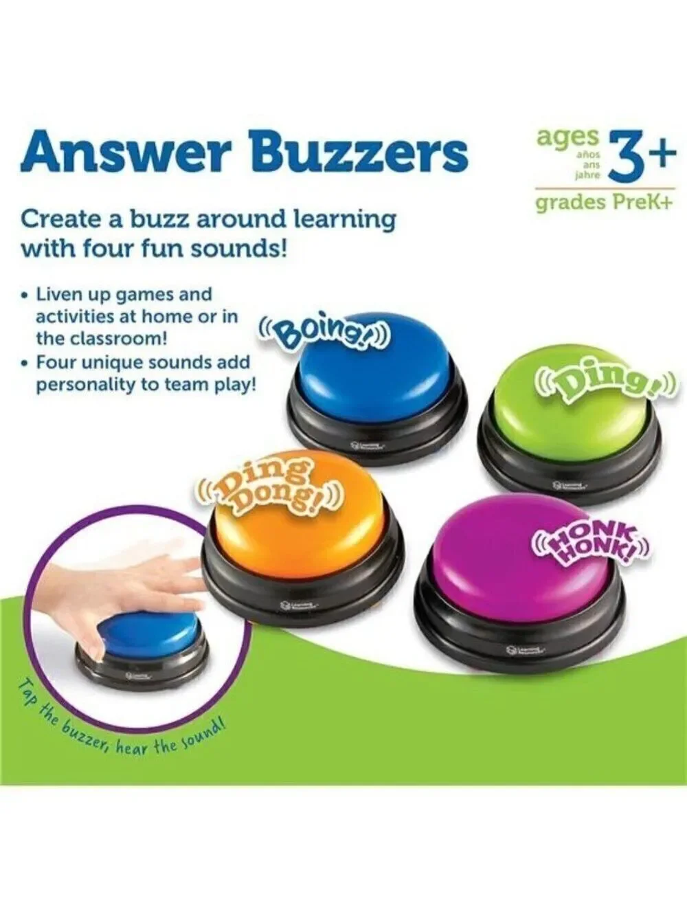 Answer Buzzers Set of 4 Ages 3+ Assorted Colored Game Family Trivia Night Kids
